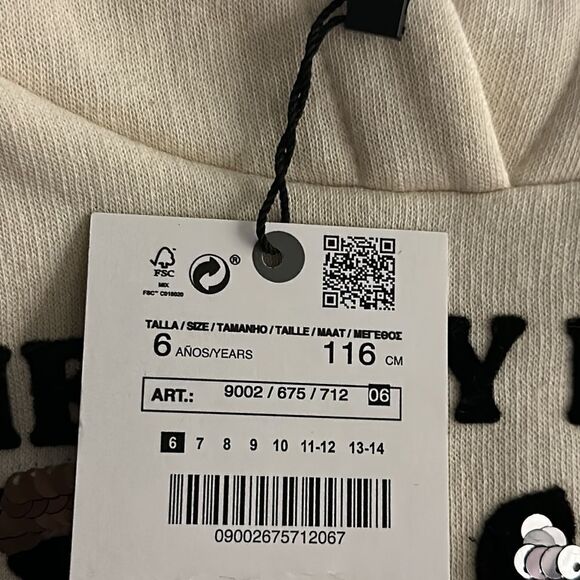 ZARA Kids | Cream | FELINE FLOCK SEQUIN SWEATSHIRT - Picture 4 of 4